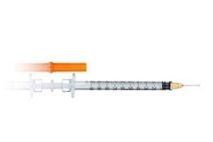 Plastic syringe with white background